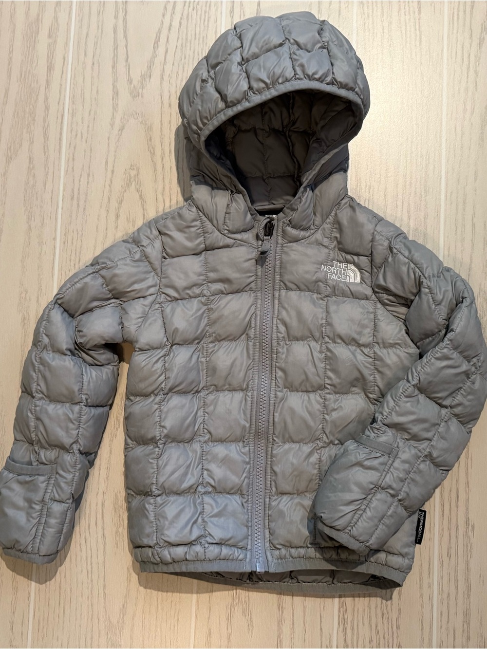 The North Face Baby Boys 18-24M Gray ThermoBall Hooded Puffer Jacket Outdoor